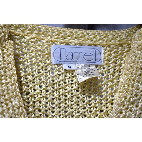 Nannell Yellow Knit Short Sleeve Sweater Top Size Small - Picture 3 of 4